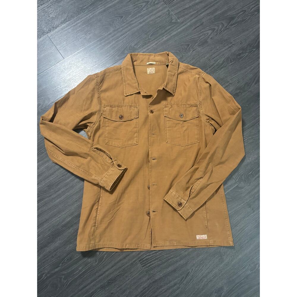 Scotch and Soda Field Jacket Shirt Button Down Pockets Men XL Brown